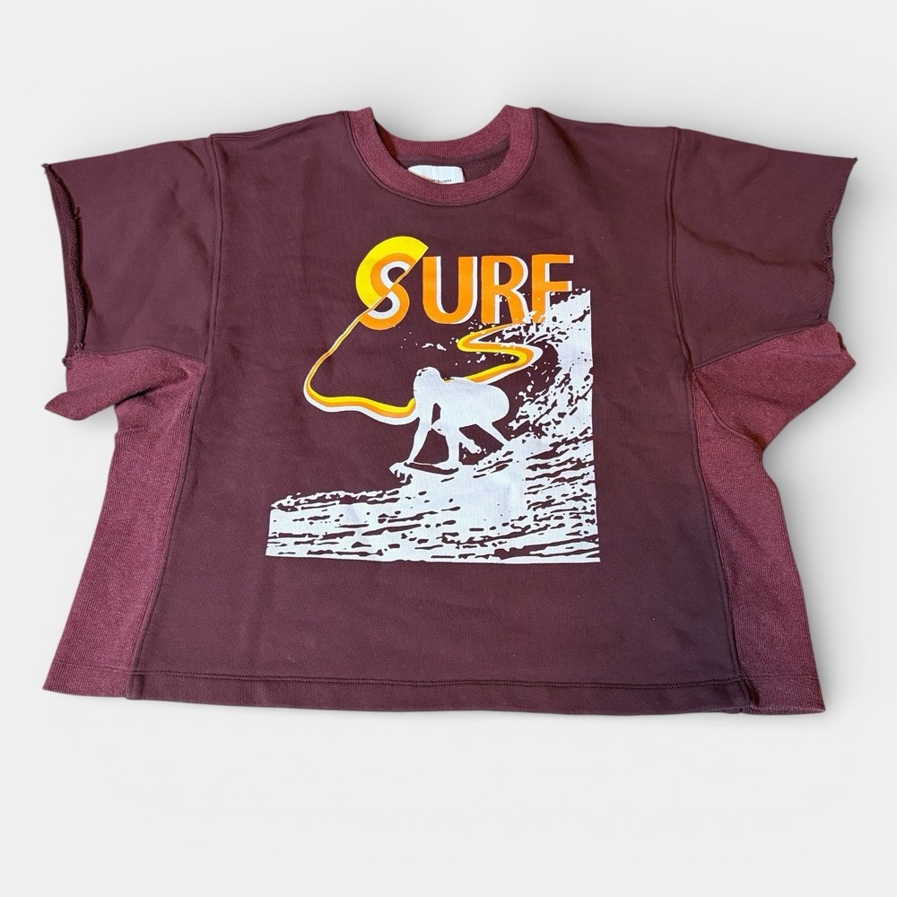 Current Elliott French Terry Graphic‎ Sweatshirt Tee Burgundy Size 1 Oversized